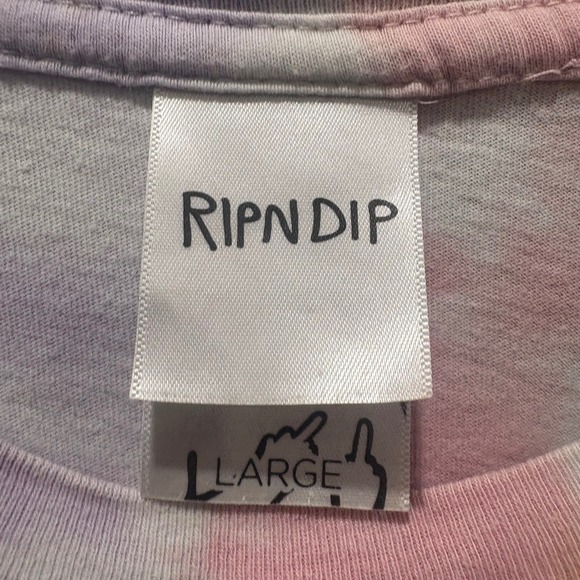 RIPNDIP Tie Dye Pocket Lord Nermal Cat T Shirt Large Pastel Swirl Graphic Tee - Picture 6 of 7